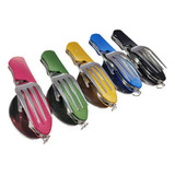 Talher Camping Aço Inoxidável Garfo Faca Colher Abridor Cor Gold