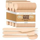 Talheres De Madeira Descartáveis Pacote Com 220 Utensílios Biodegradáveis Utensílios Compostáveis Ecológicos