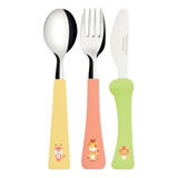 Talheres Garfo Faca Colher Infantil Baby Friends Tramontina