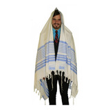 Talit Gadol Jumbo Azul 130x180 Cm Importado De Israel