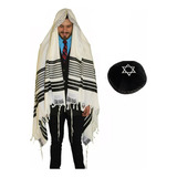 Talit Gadol Jumbo Preto 130x180 Cm Kipa De Israel