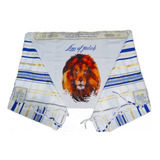 Talit Messiânico Azul 55 X 180 Cm De Israel Leão De Judá