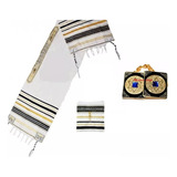 Talit Messiânico Azul Prendedor Original De Israel 4
