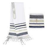Talit Messiânico Importado De Israel Azul Escuro 160cmx80cm