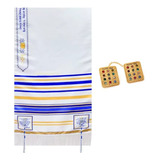 Talit Messiânico Nacional Azul Tzitzit Prendedor 12 Tribos