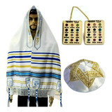 Talit Messiânico Nacional Com Tzitzit Kipá Prendedor 12