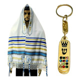 Talit Messiânico Nacional Tzitzit Chaveiro Mezuzah