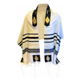 Talit Preto Profeta Elias 55 X 180 Cm Original De Israel