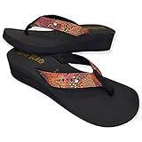 Tamanco Anabela DuRio Fly Buzios Esporao Estampas Coloridas Cor Marrom Tamanho 36 Genero Feminino