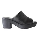 Tamanco Feminino Plataforma Em Couro Preto Salto Tratorado 3801 Preto BR Adulto Numérico M 38