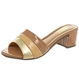 Tamanco Feminino Salto Grosso Baixo Sandalia Leve Confortavel Via Angel Nude BR Adulto Numérico 35 