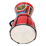 Tambor Africano De 4 Polegadas Cor Vermelha Padrão Pintado