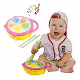 Tambor Bebê Infantil Batuque Com Som E Luz Educativo Musical