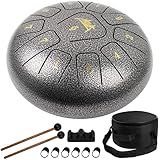 Tambor De Língua De Aço Tambor De Mão AKLOT De 25 4 Cm Kit De Bateria De Aço De Percussão Com 11 Notas Kit De Bateria De Aço De Percussão Com Marretas De Tambor Adesivos De Notas Palitos De Dedo 