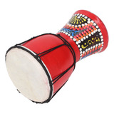 Tambor De Mão Djembe Padrão Africano Pintado Em Vermelho De