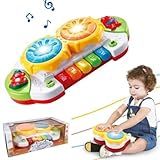 TAMBOR TECLADO MUSICAL COM LUZ E SOM DOS ANIMAIS BATERIA PIANO MINHA BANDINHA MUSICA PARA CRIANÇAS BRINQUEDO EDUCATIVO BATERIA ESTIMULA APRENDIZADO SENTIDOS BEBES 32 CM