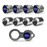Tampa Bico Pito De Pneu Válvulas Cromado Modelo Ford Azul