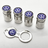 Tampa Bico Pito De Pneu Válvulas Cromado Modelo Volks Azul