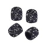 Tampa De Válvula Savori Pacote Com 4 Tampas De Pneu De Strass Feitas à Mão Acessórios Atraentes à Prova De Poeira Para CarroSAVORI Preto SAVORI