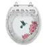 Tampa De Vaso Poliéster Oval Branca Decorada Beija Flor Cor Cristal Marmorizado Branco