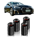 Tampa Do Bico Válvula Pneu Audi Cor Preta 4 Unids Em Metal