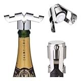Tampa Para Garrafa Champagne  Feito De Aço Inoxidável  ABS E Silicone  Resistente E Durável Ajuda A Conservar O Espumante Prosseco Após Aberto Por Até Uma Semana De Um Modo Simples E Fácil