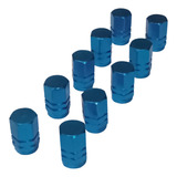 Tampa Valvula Pneu Aluminio Azul Claro 10 Pcs