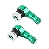 Tampas De Hastes De Válvula De Pneu De Roda Universal De Liga De Alumínio à Prova De Poeira Para Motocicleta 90 Graus 2 Peças 11 3 Mm Verde