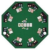 Tampo De Mesa De Pôquer Dobrável De 122 Cm Para 8 Jogadores Topo De Mesa De Pôquer Octógono Com Bandeja De Fichas E Porta Copos Layout Profissional De Mesa De Pôquer Texas Hold Em Com Bolsa De