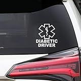 TAMZAM Adesivo De Vinil Com Sinal De Motorista Diabético Branco Carros Caminhões Vans SUV Laptops Paredes Vidro Metal 14 Cm