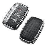 Tangsen Capa Key Fob De Tpu Compatível Com Land Rover Range Rover Discovery Evoque Lr2 Lr4 Sport Transparente Fibra De Carbono Textura 5 Botões Protetora Chave Shell (preto)
