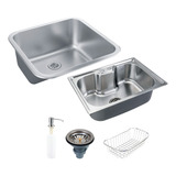 Tanque De Aço Inox E Kit Cuba Gourmet Para Cozinha Con Accesorios Nawa Prata Pingoo casa