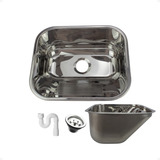 Tanque Inox 40x34cm Meganox Aço 304 Polido Válvula Sifão