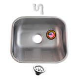 Tanque Inox Monobloco Fosco 40x34 Cm Com Sifão American