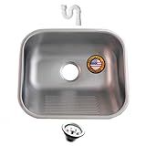 Tanque Inox Monobloco Genérico 40x34 Cm FOSCO Embaixo Da Bancada