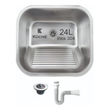 Tanque K che Prime 40x40x22 Acetinado Válvula Sifão Cor Inox
