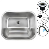 Tanque Lavanderia Monobloco 50x45 Cm Aço Inox Escovado