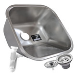 Tanque Pia Tramontina 25l Inox Acetinado 40x40 valv sifão