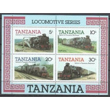 Tanzânia Dois Selos Blocos Transporte Carros Locomotivas