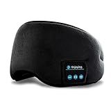 Tapa Olho Para Dormir Máscara Com Som Bluetooth Fone De Ouvido Dormi Meditar Confortável Carrega Via Usb Cor Cinza Azul Preto -Preto-