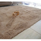 Tapete 2 00 X 1 50 Peludo Felpudo 40mm Shaggy Luxo Cor Bege Liso