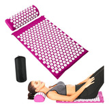 Tapete Acupressão Travesseiro Acupuntura Massagem Cor Rosa