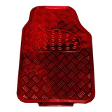 Tapete Automotivo Alumínio Vermelho Carro Universal 4 Peças