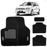 Tapete Automotivo Carpete Compatível Com Corsa 2002 Até 2014 - Preto - Bordado
