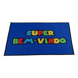 Tapete Capacho Bem Vindo De Porta Estampado Emborrachado Super Bem vindo Azul Colorido 60x40 Antiderrapante Borracha Resistente Decoração Empresa Casa Apartamento Quarto Gamer Geek Entrada E Saída Hot