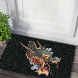 Tapete Capacho Dragão Oriental Japones Desenho Porta Casa Ap Comprimento 60 Cm Cor Preto Desenho Do Tecido Trama Vinilica Emborrachado Antiderrapante Largura 40 Cm