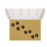 Tapete Capacho Patinhas Cão Gato Divertido Apartamento Casa Cor Desenho Do Tecido Trama Vinílica 13mm Emborrachado Antiderrapante