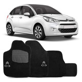 Tapete Carpete Citroen C3 2013 2014 2015 Preto Logo Bordado