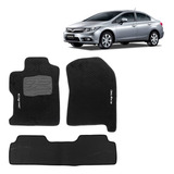 Tapete Carpete Honda New Civic 12 16 Preto jogo 3 Pecas 