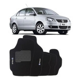Tapete Carpete Vw Polo 2007 2008 Bordado Preto Jogo 5 Peças
